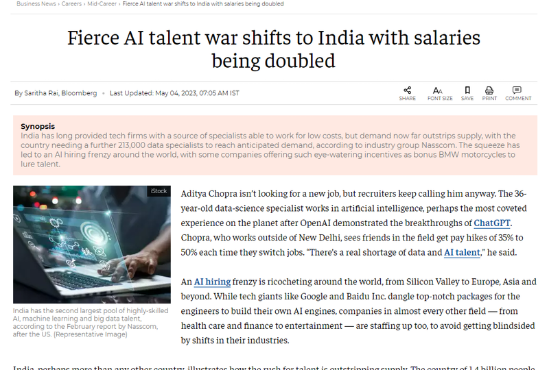 Fierce AI talent war shifts to India-ET